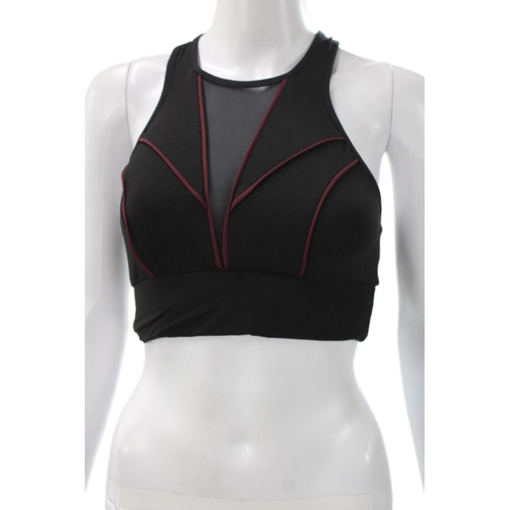 Michi Womens Pullover Sports Bra Black Red Size Extra Small